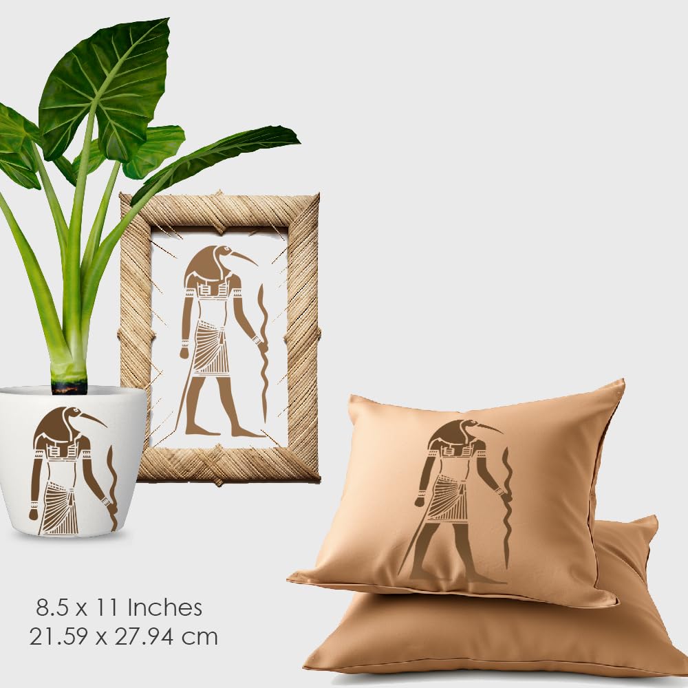 Egyptian God Thoth Stencil – Reusable Ibis-Head Deity Template for Painting on, 8.5 x 11 inches stencil photo 9