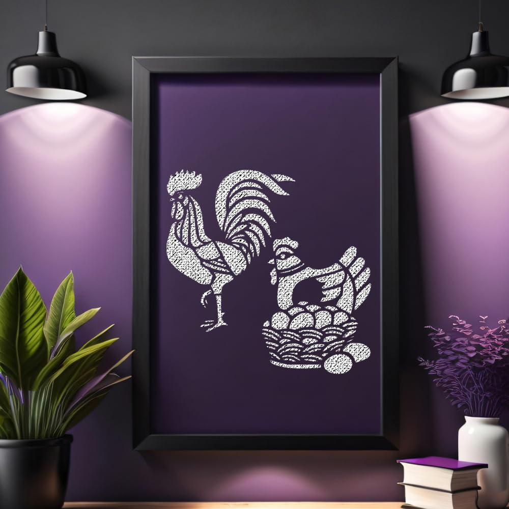 Chicken Egg Rooster Stencil for Painting – 5.5 x 5.5 Inches, Reusable Mylar Plastic, Ideal for stencil photo 2