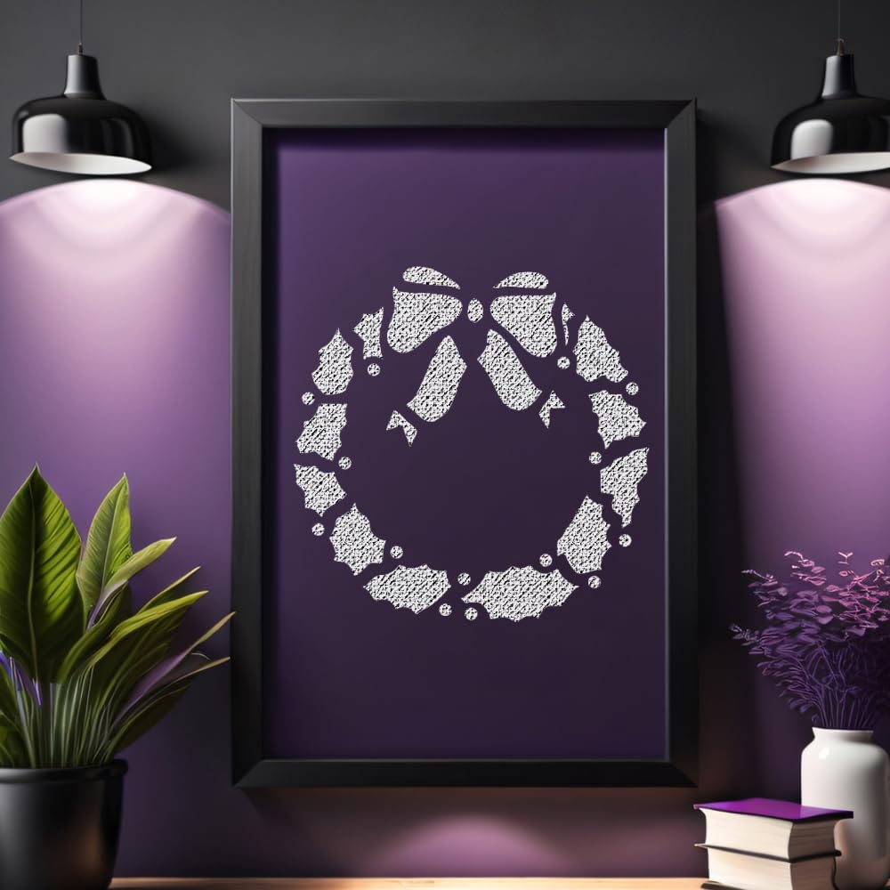 Wreath Stencil for Painting, Reusable Mylar Plastic, 5.5x5.5 inches stencil photo 2
