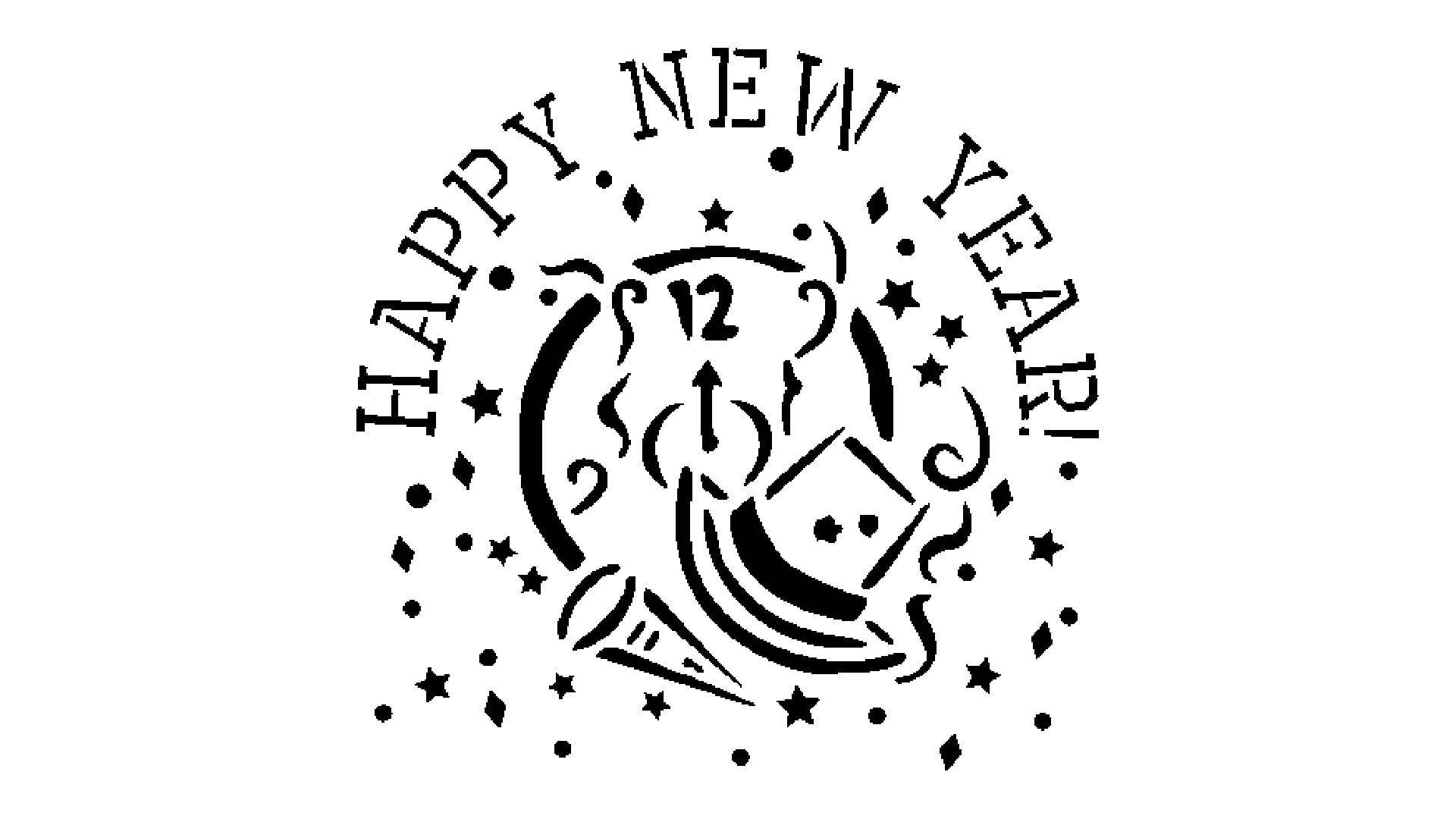 Happy New Year Stencil, Reusable Plastic Template, 8x8 Inch, Durable for Seasonal Crafts and Party reusable Mylar wall painting stencil