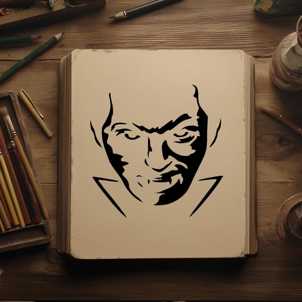 Famous Vampire Stencil for Painting on Walls, Wood, and Canvas - Reusable Plastic, 5.5 x 5.5 inch stencil photo 4