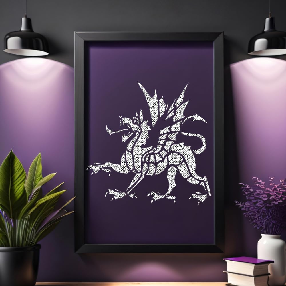 Fantastic Dragon Stencil for Painting – 5.5 x 5.5 Inches, Reusable Mylar Plastic, Ideal for Wood stencil photo 2
