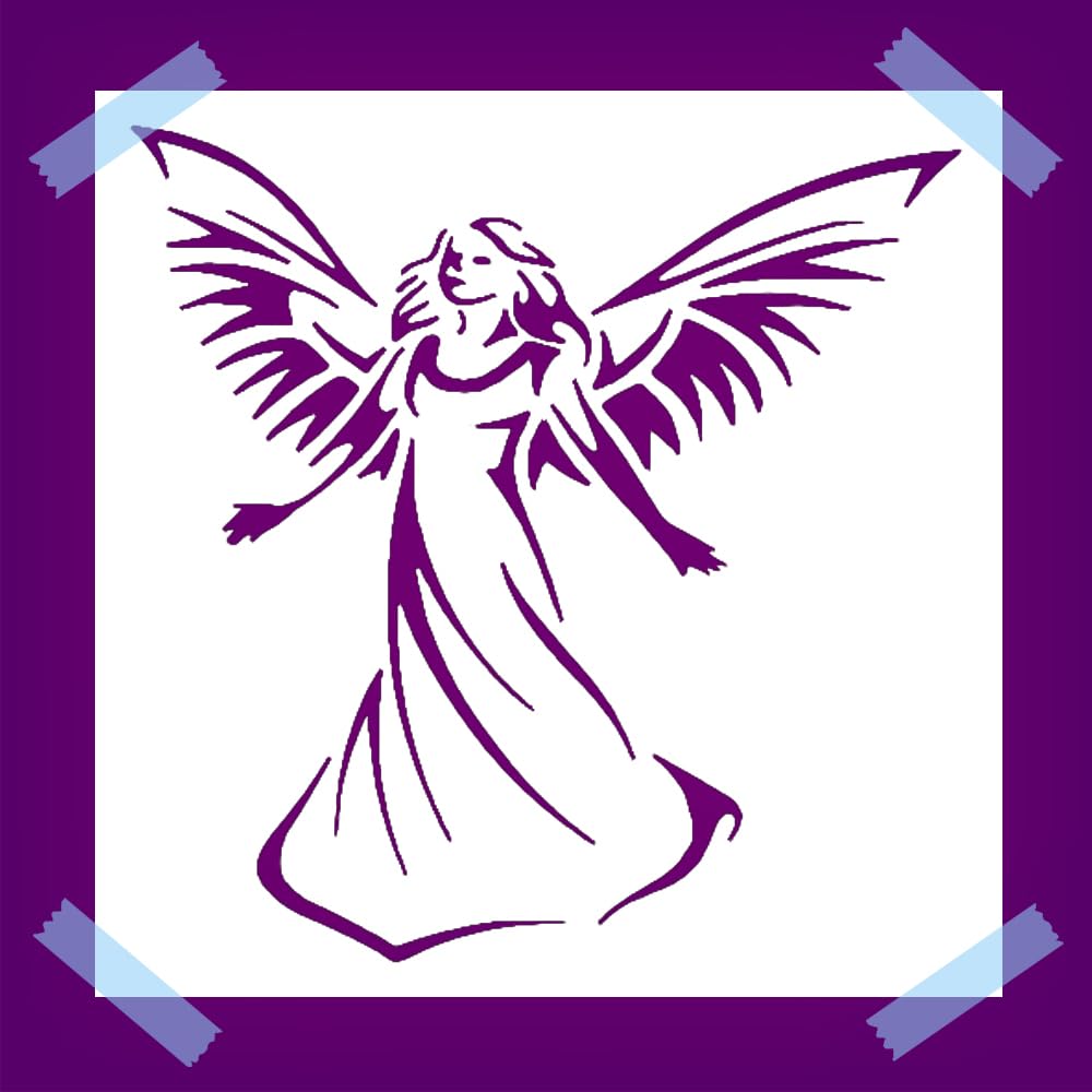 Angel Stencil for Painting, Reusable Mylar Plastic, 5.5x5.5 Inches, DIY Craft & Airbrush Template reusable Mylar wall painting stencil