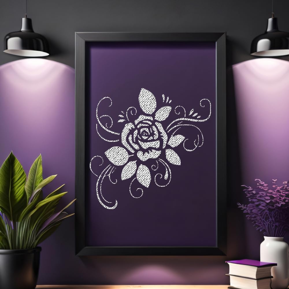Rose Stencil for Painting – 5.5 x 5.5 Inches, Reusable Mylar Plastic, Ideal for Walls, Wood stencil photo 2