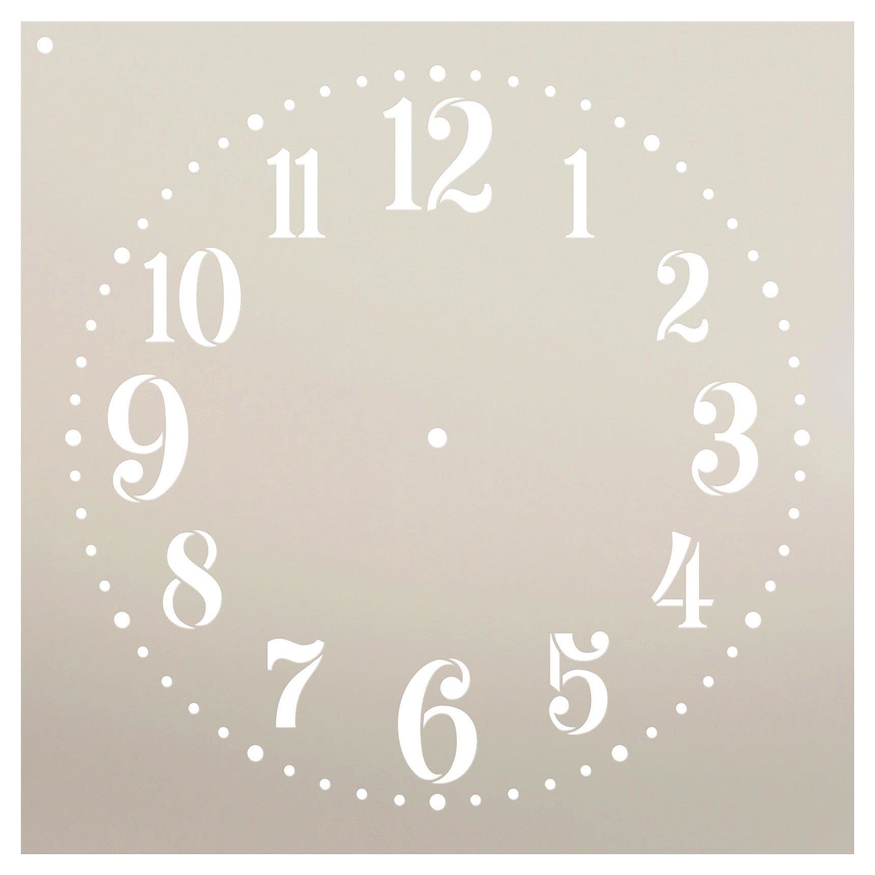 Clock Face Stencil, Reusable Mylar Template for Numbers, DIY Painting and Home, 9 x 12 inches reusable Mylar wall painting stencil