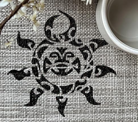 Tiki Sun Design Stencil for Painting - Reusable Plastic 5.5x5.5 Inches - Ideal for Crafts, Home stencil photo 5