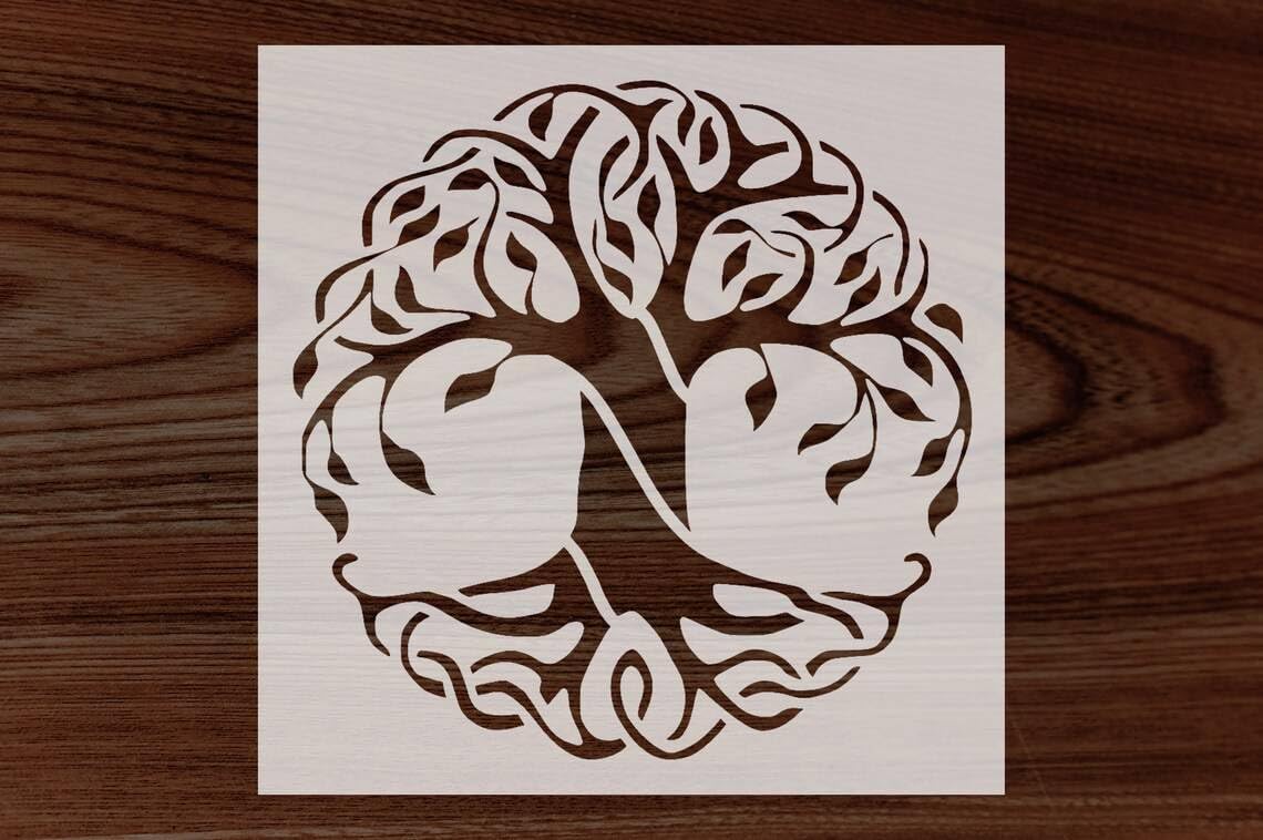 Stencil Tree of Life Celtic Pattern Design, Plastic Reusable, 5.5 x 5.5 inch stencil photo 2