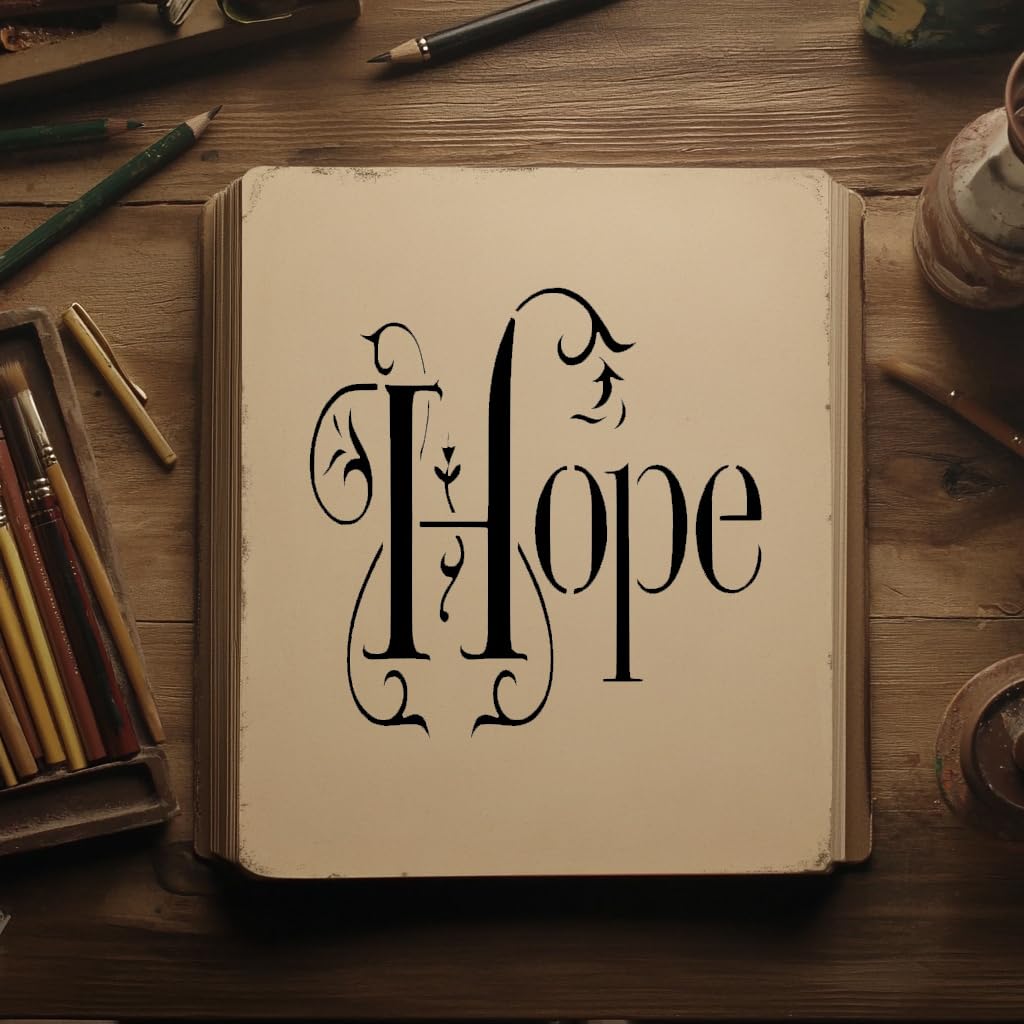 Hope Sign Stencil for Painting, Plastic Reusable 5.5" L x 5.5" W – Ideal for DIY Crafts, Home Decor stencil photo 4