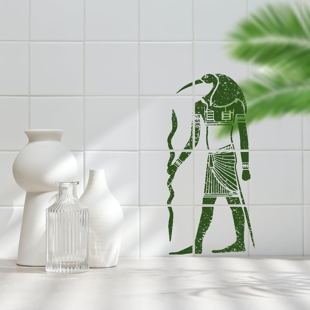 Egyptian God Thoth Stencil – Reusable Ibis-Head Deity Template for Painting on, 8.5 x 11 inches stencil photo 3