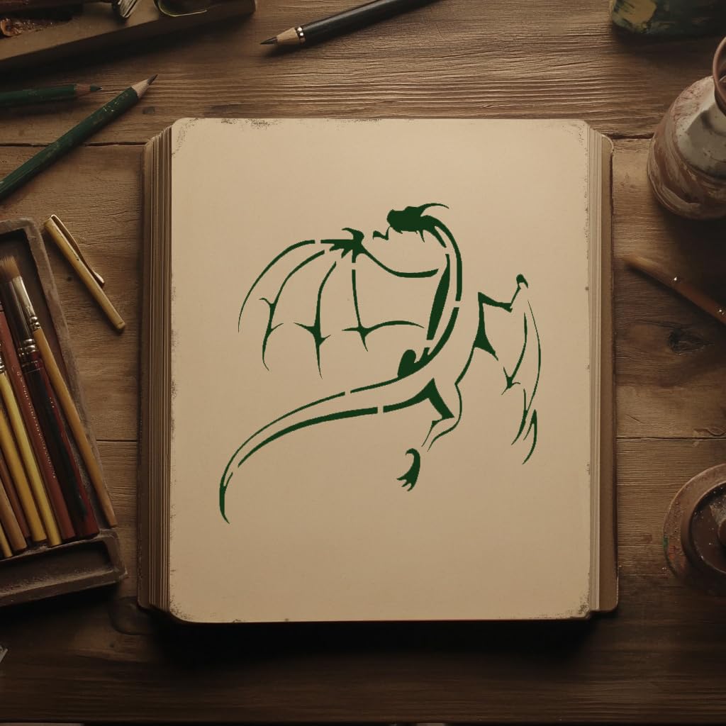 [20Pcs Set] Dragon with Wings Stencil for Painting - Reusable 5.5 x 5.5 stencil photo 4