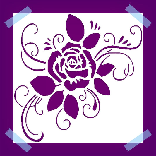 Rose Stencil for Painting – 5.5 x 5.5 Inches, Reusable Mylar Plastic, Ideal for Walls, Wood reusable Mylar wall painting stencil