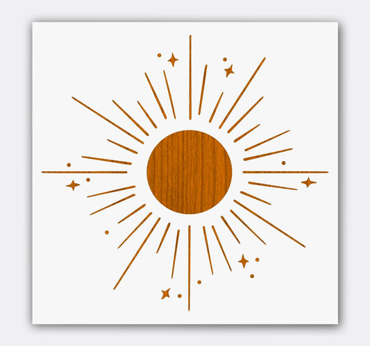 Sun Ray Wall Stencil 10 x 10 in – Reusable Mylar Painting Template for Decorative Wall Art and DIY reusable Mylar wall painting stencil