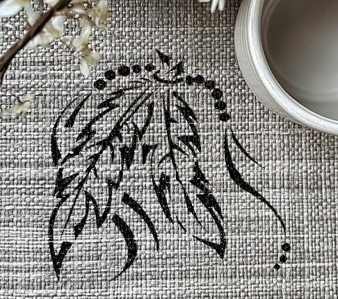 [20Pcs Set] Feathers Beads Amulet Stencil for Painting, Plastic Reusable 5.5 x 5.5 inches stencil photo 3