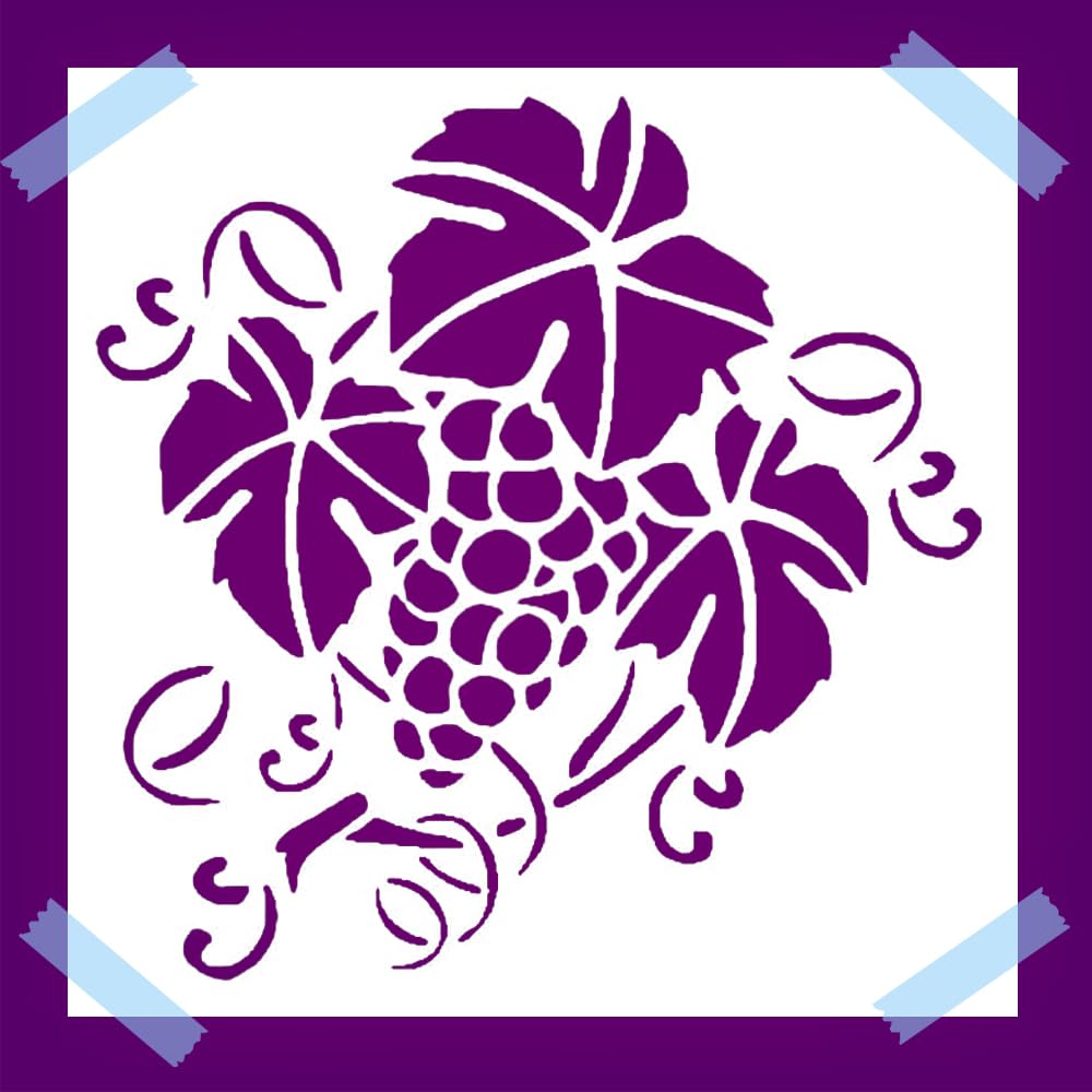 Grape Leaf Stencil for Painting, Reusable Mylar Plastic, 5.5 x 5.5 Inches, DIY Craft & Airbrush reusable Mylar wall painting stencil