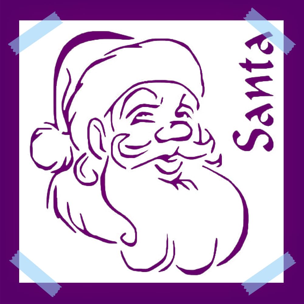 Santa Claus Stencil for Painting, Reusable Mylar Plastic, 5.5 x 5.5 Inches, DIY Holiday Craft & reusable Mylar wall painting stencil