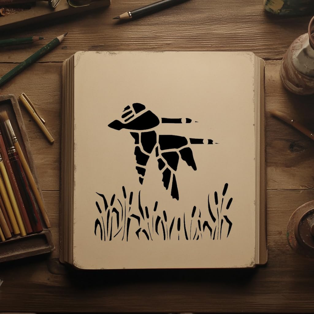 Wild Ducks Fly Stencil for Painting on Walls, Wood, and Canvas - Reusable, 5.5 x 5.5 inches stencil photo 5