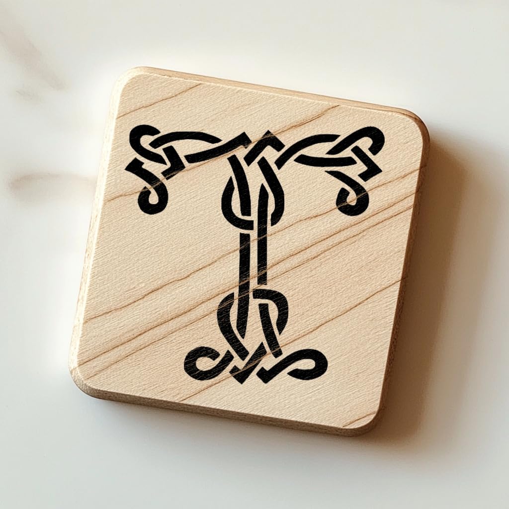 Celtic Initial T Stencil for Painting, Plastic Reusable 8x8 inch stencil photo 5