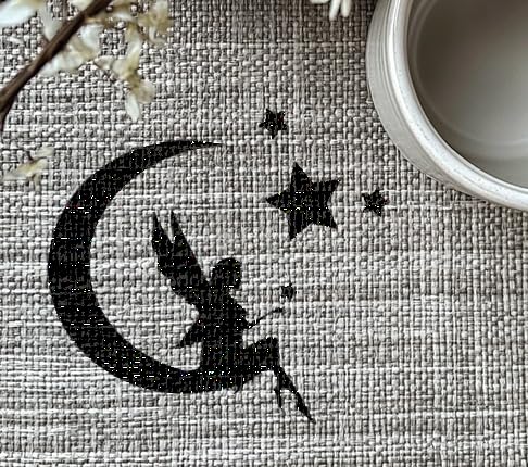 Fairies on The Moon Stencil for Painting - Plastic Reusable 5.5" L x 5.5" W stencil photo 5