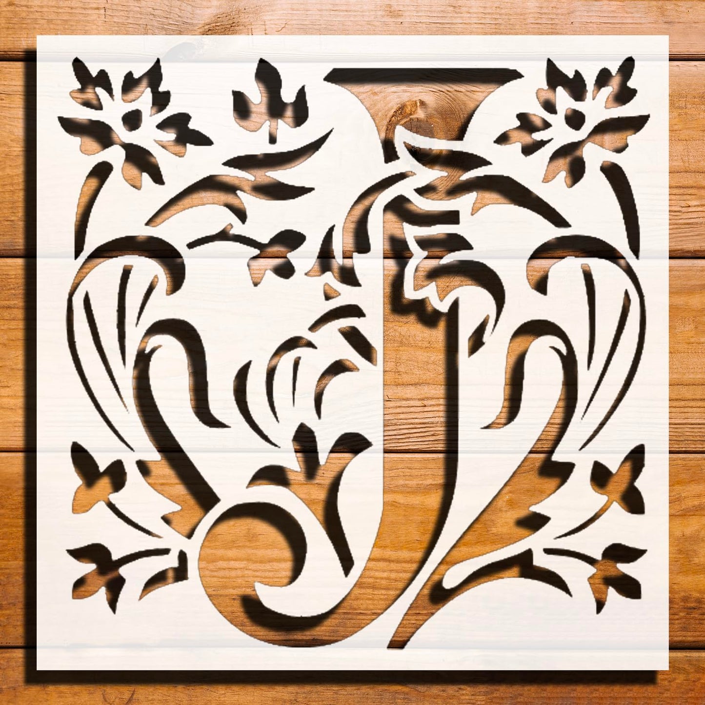 [20Pcs Set] Large Letter J with Patterns Stencil for Painting – Plastic Reusable 8" L x 8" W reusable Mylar wall painting stencil
