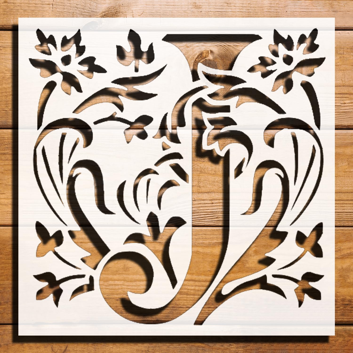 [20Pcs Set] Large Letter J with Patterns Stencil for Painting – Plastic Reusable 8" L x 8" W reusable Mylar wall painting stencil