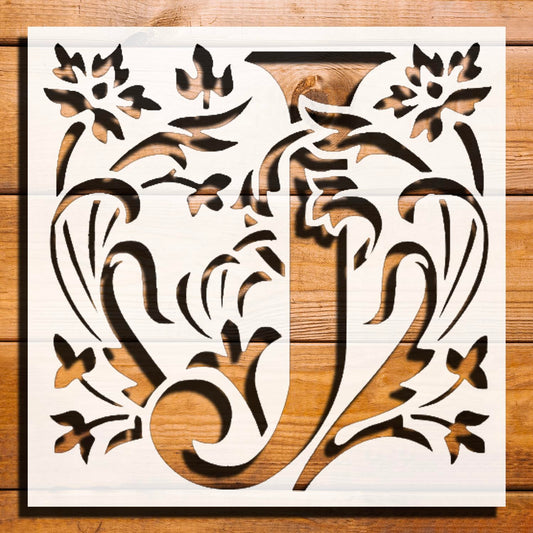 [20Pcs Set] Large Letter J with Patterns Stencil for Painting – Plastic Reusable 8" L x 8" W reusable Mylar wall painting stencil