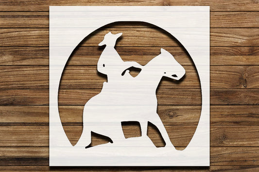 Cowboy Riding a Horse Stencil for Painting, Plastic Reusable 5.5" x 5.5" – Ideal for DIY Crafts reusable Mylar wall painting stencil