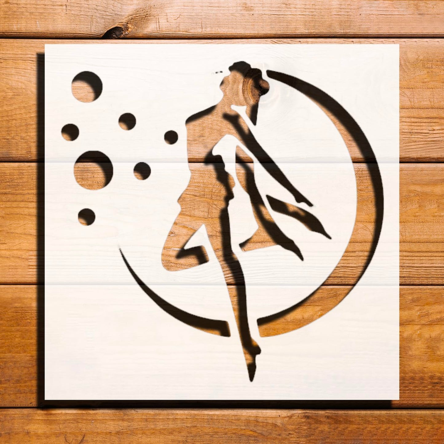 Moon Girl Stencil for Paint - Reusable Plastic 5.5"x5.5" - Perfect for Crafts, Home Décor and DIY reusable Mylar wall painting stencil