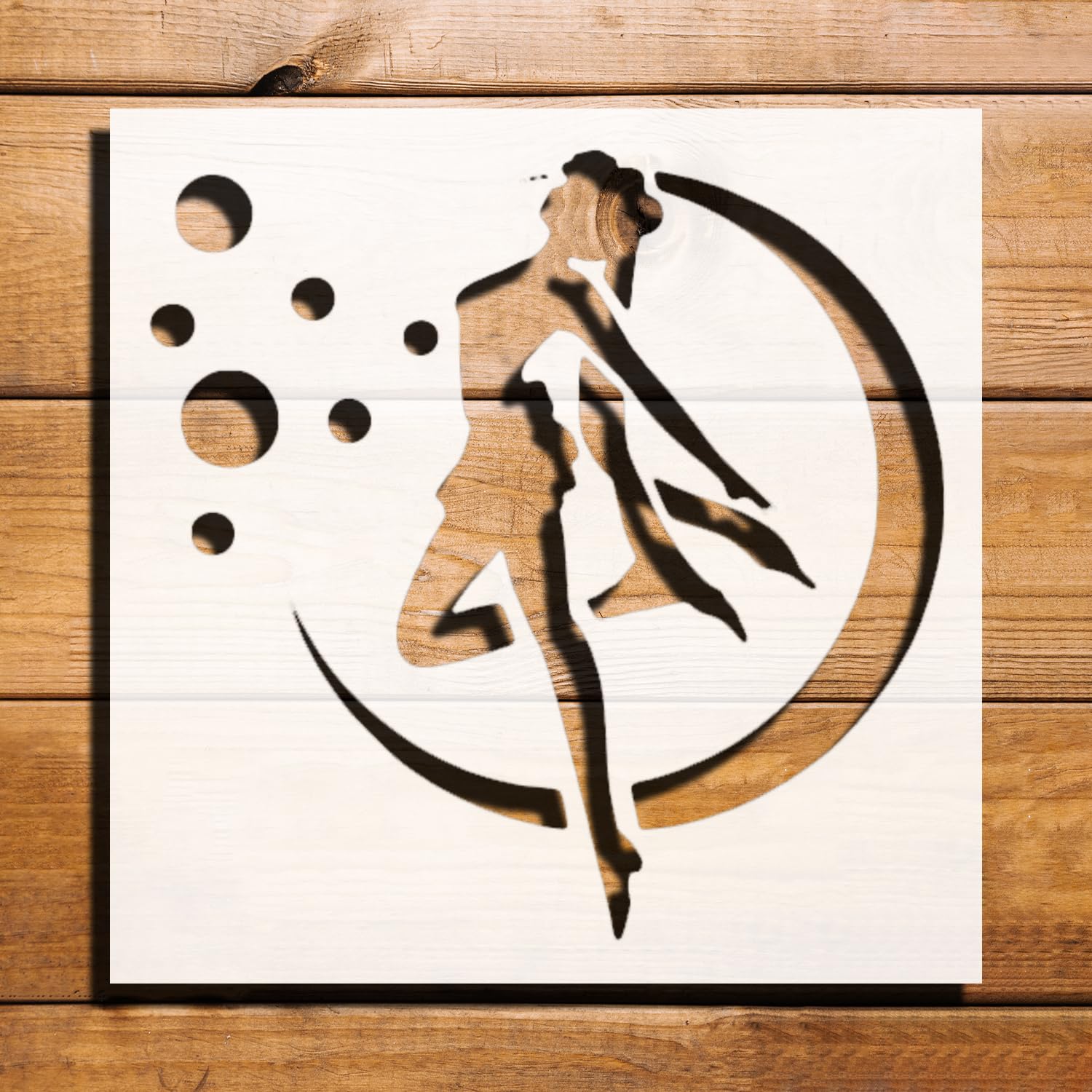 Moon Girl Stencil for Paint - Reusable Plastic 5.5"x5.5" - Perfect for Crafts, Home Décor and DIY reusable Mylar wall painting stencil