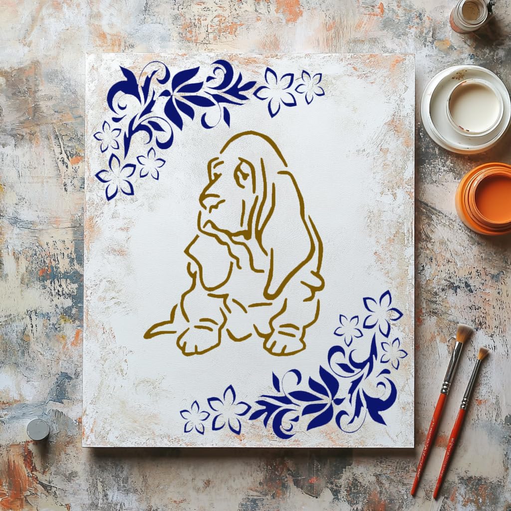 Basset Hound Dog Sign Stencil for Painting Plastic Reusable 5.5" x 5.5", Airbrush, Scrapbooking stencil photo 3