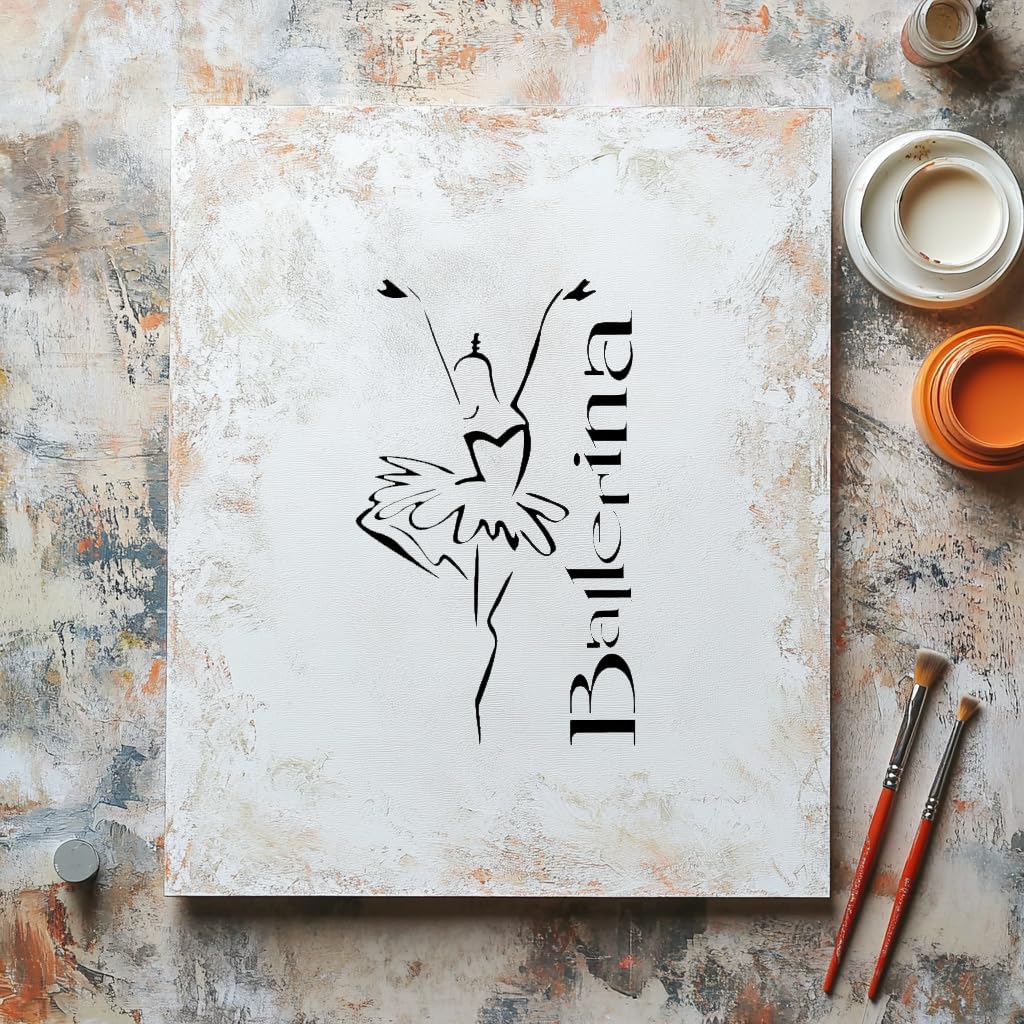 Ballerina Stencil for Paint, Plastic Reusable 8x5 inches for DIY Projects stencil photo 3