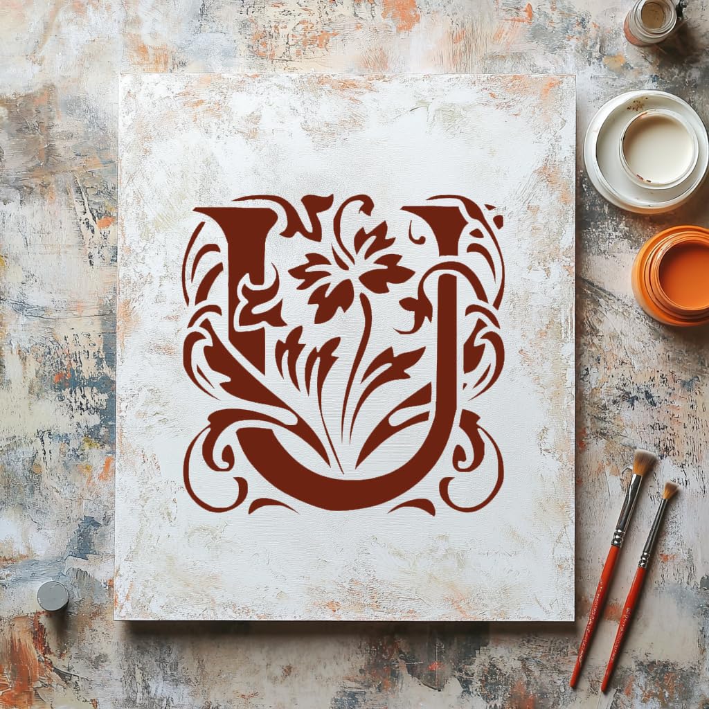[20Pcs Set] Letter Initial U Stencil for Painting – Plastic Reusable 8x8 inch stencil photo 5