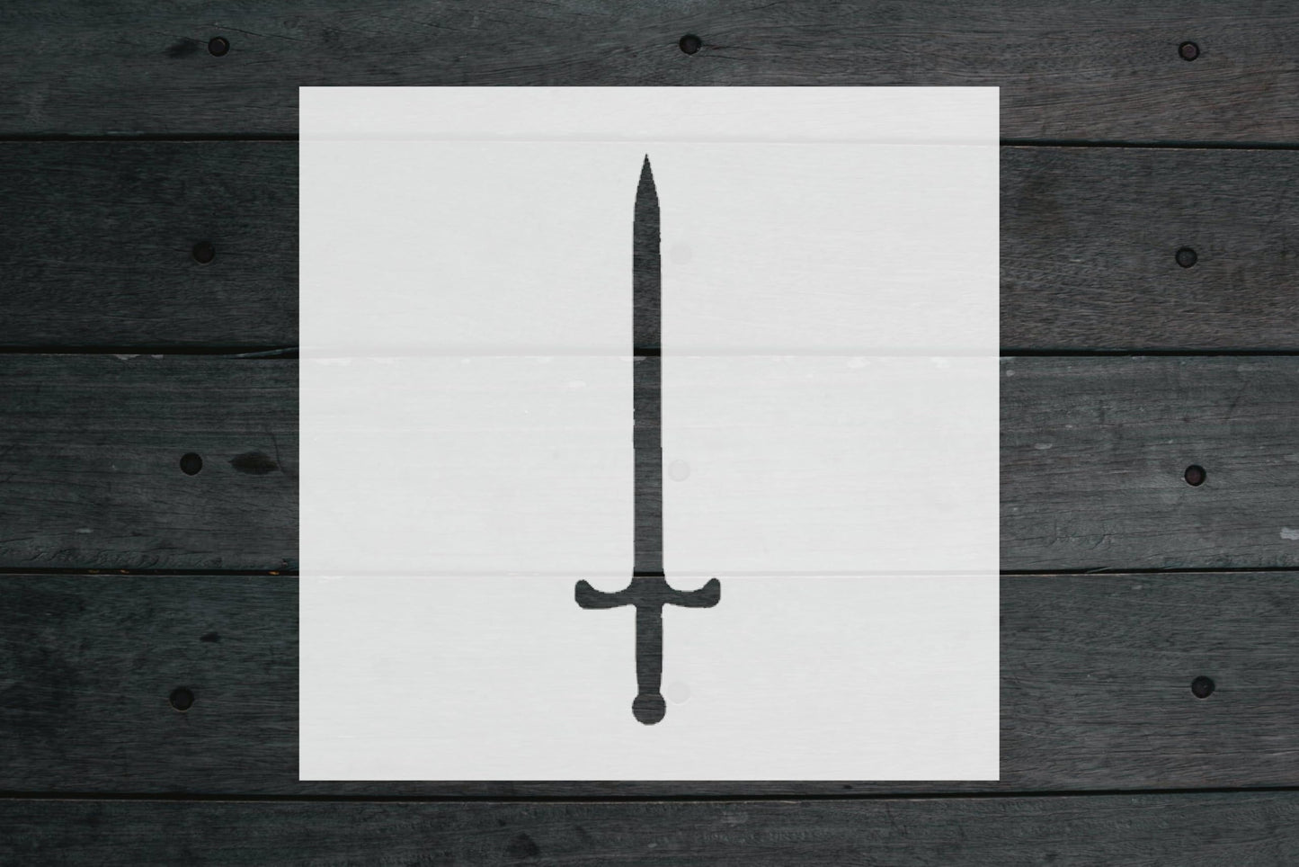 Sword Stencil, Reusable Mylar, 4-Inch for Medieval-Themed Crafts and Decorations, White stencil photo 4