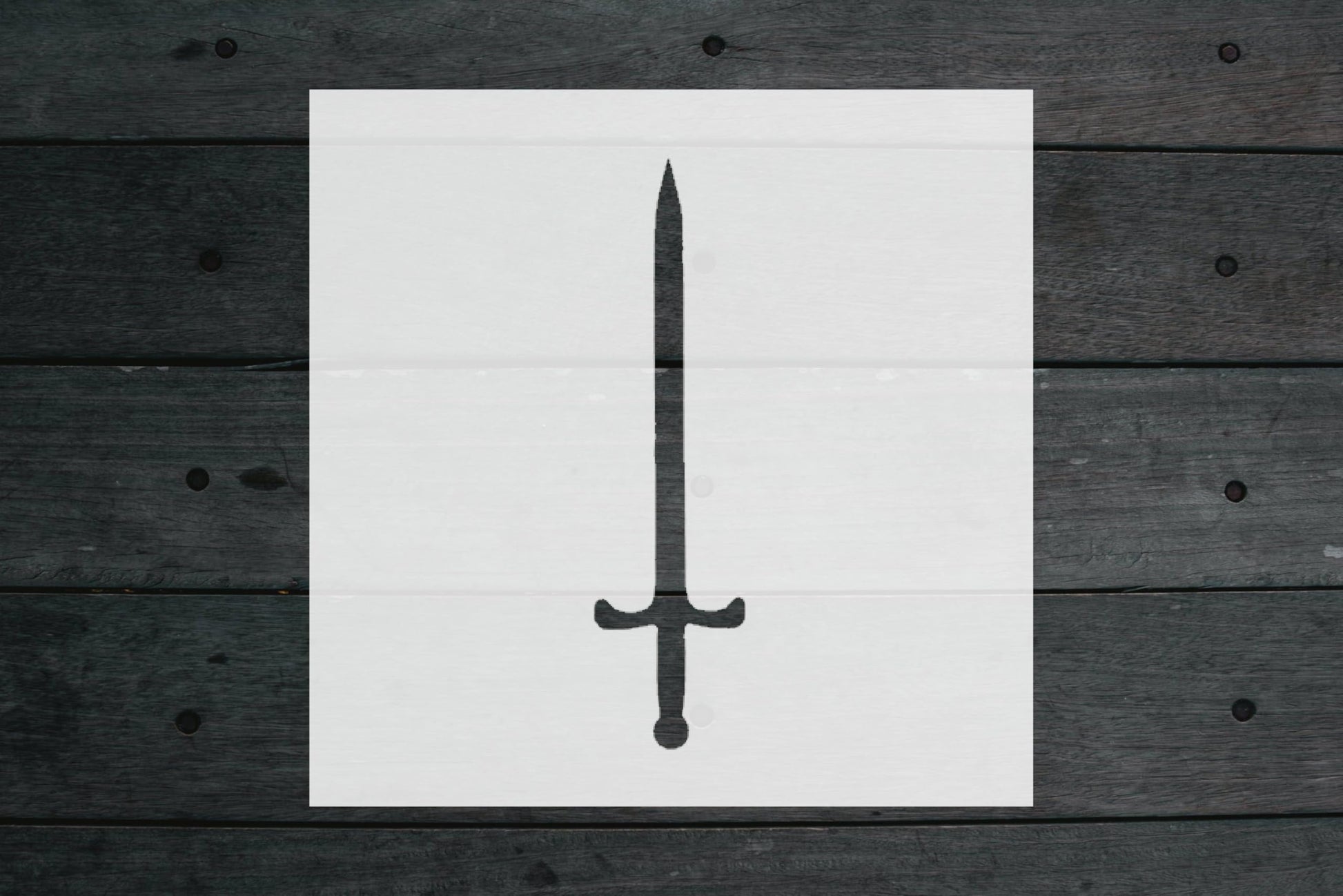 Sword Stencil, Reusable Mylar, 4-Inch for Medieval-Themed Crafts and Decorations, White stencil photo 4