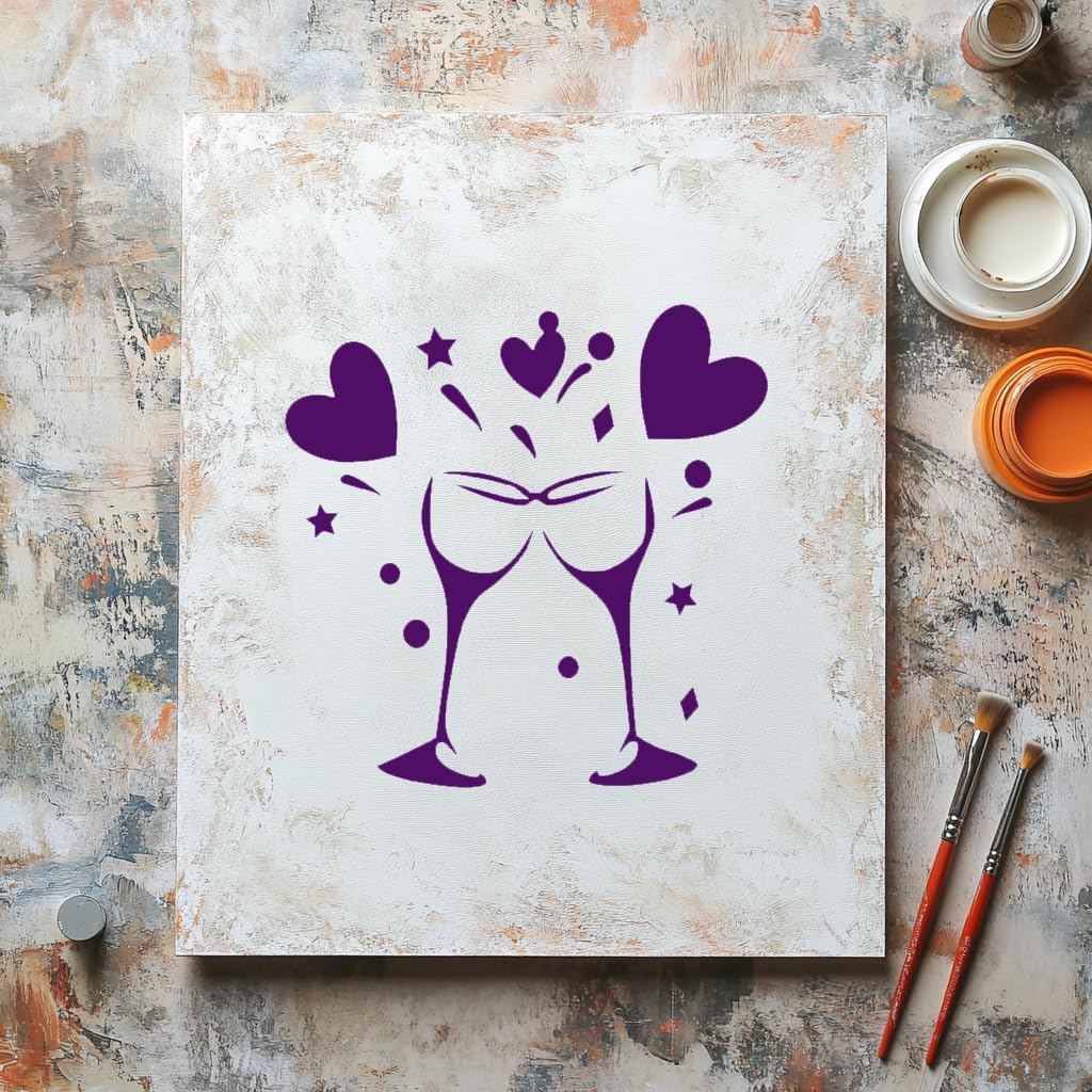 Party Glass Heart Stencil for Painting - Reusable 5.5x5.5 Inch Plastic Craft Template stencil photo 5