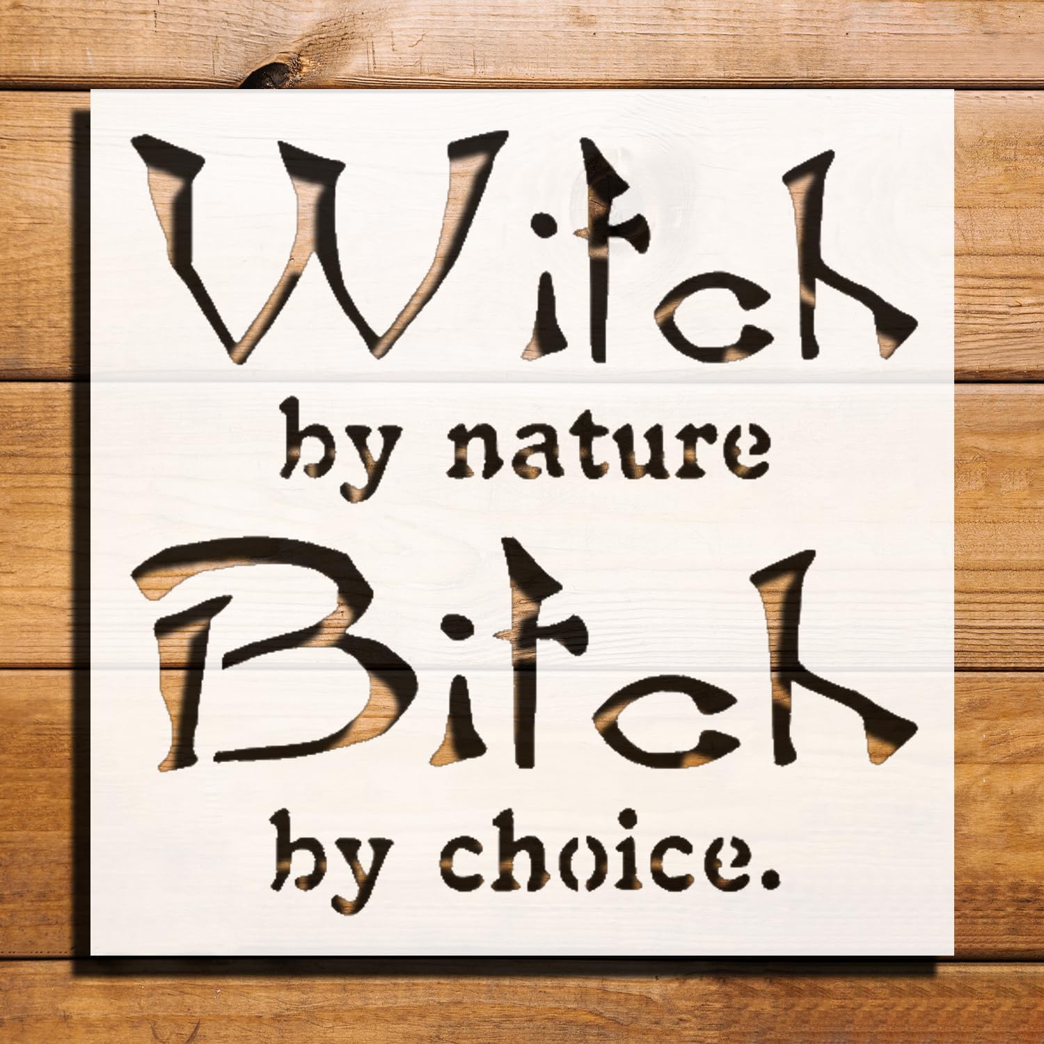 Witch by Nature, Plastic Reusable Stencil for Painting 5.5x5.5 inch – Ideal for Halloween Crafts reusable Mylar wall painting stencil