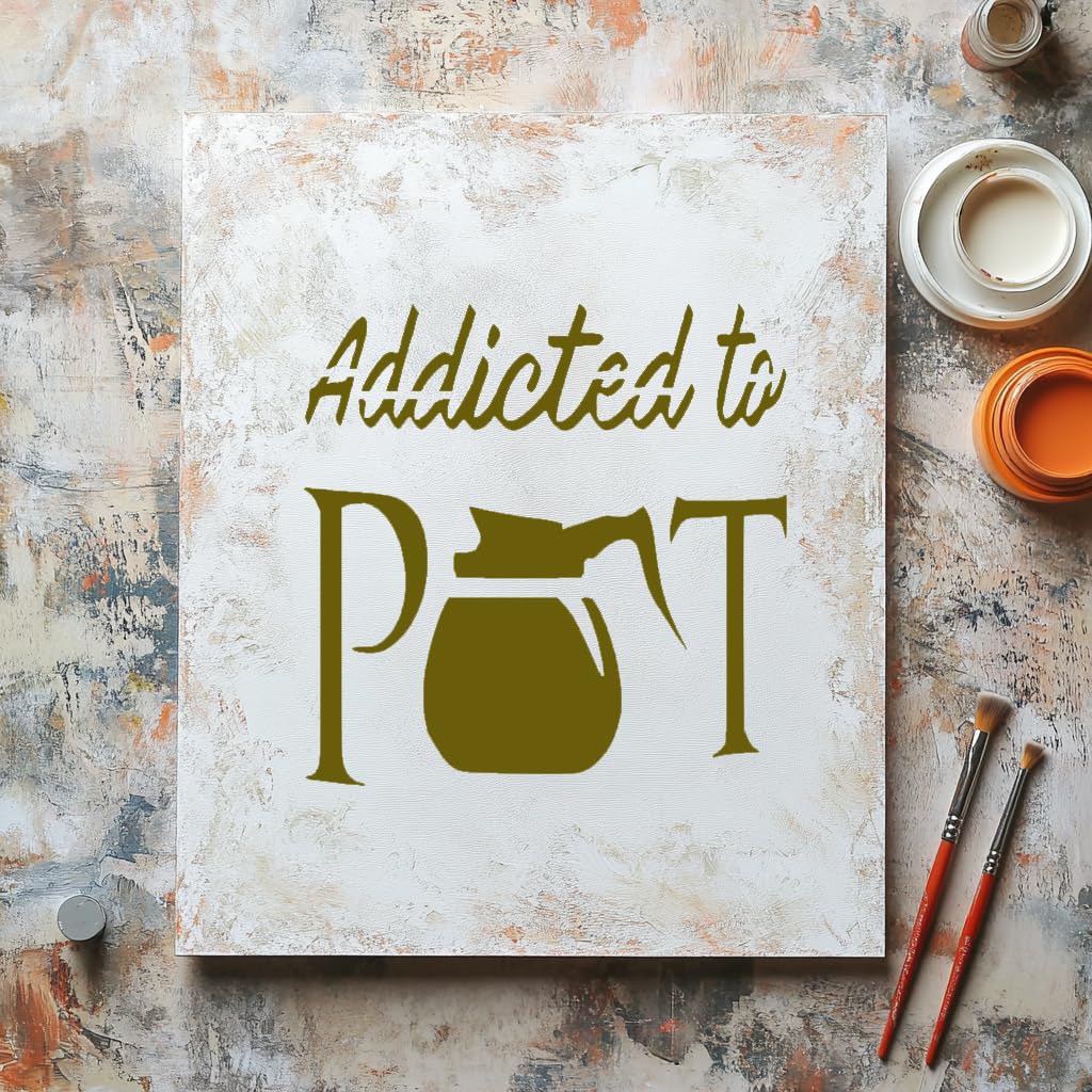 Addicted Stencil for Painting - Reusable 5.5x5.5 Inch Plastic Craft Template stencil photo 5