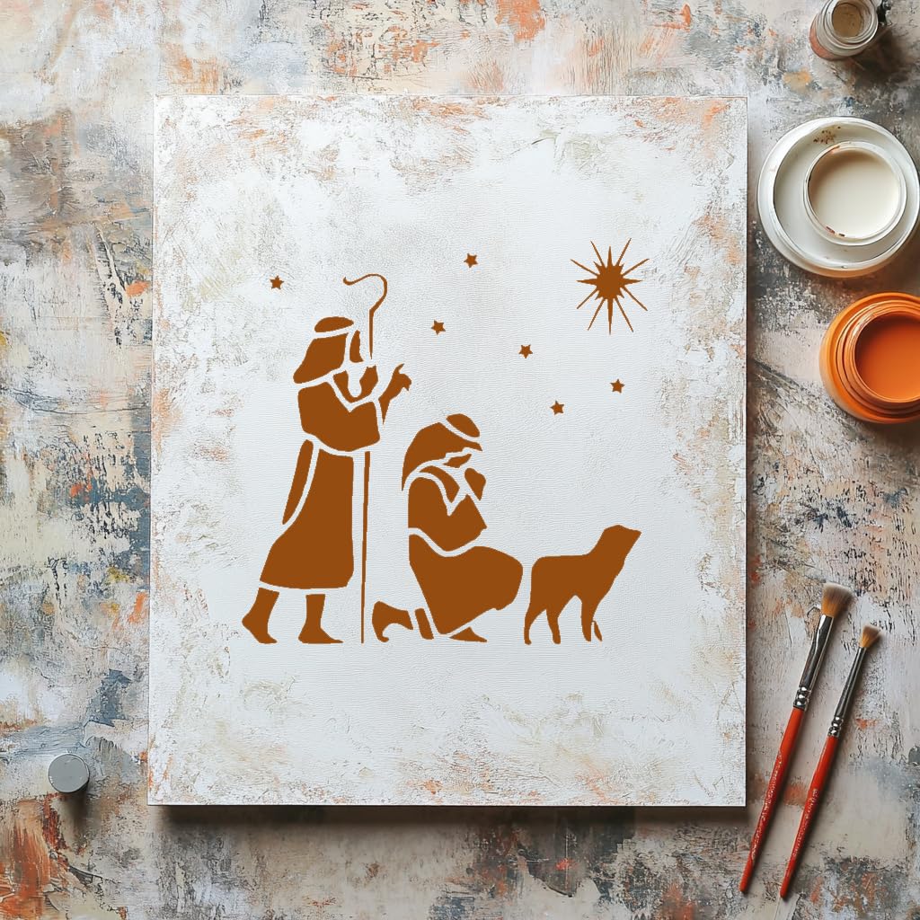 Shepherds Plastic Reusable 5.5x5.5 Stencil for Painting, Airbrush, Scrapbooking, Art, DIY Crafts stencil photo 6