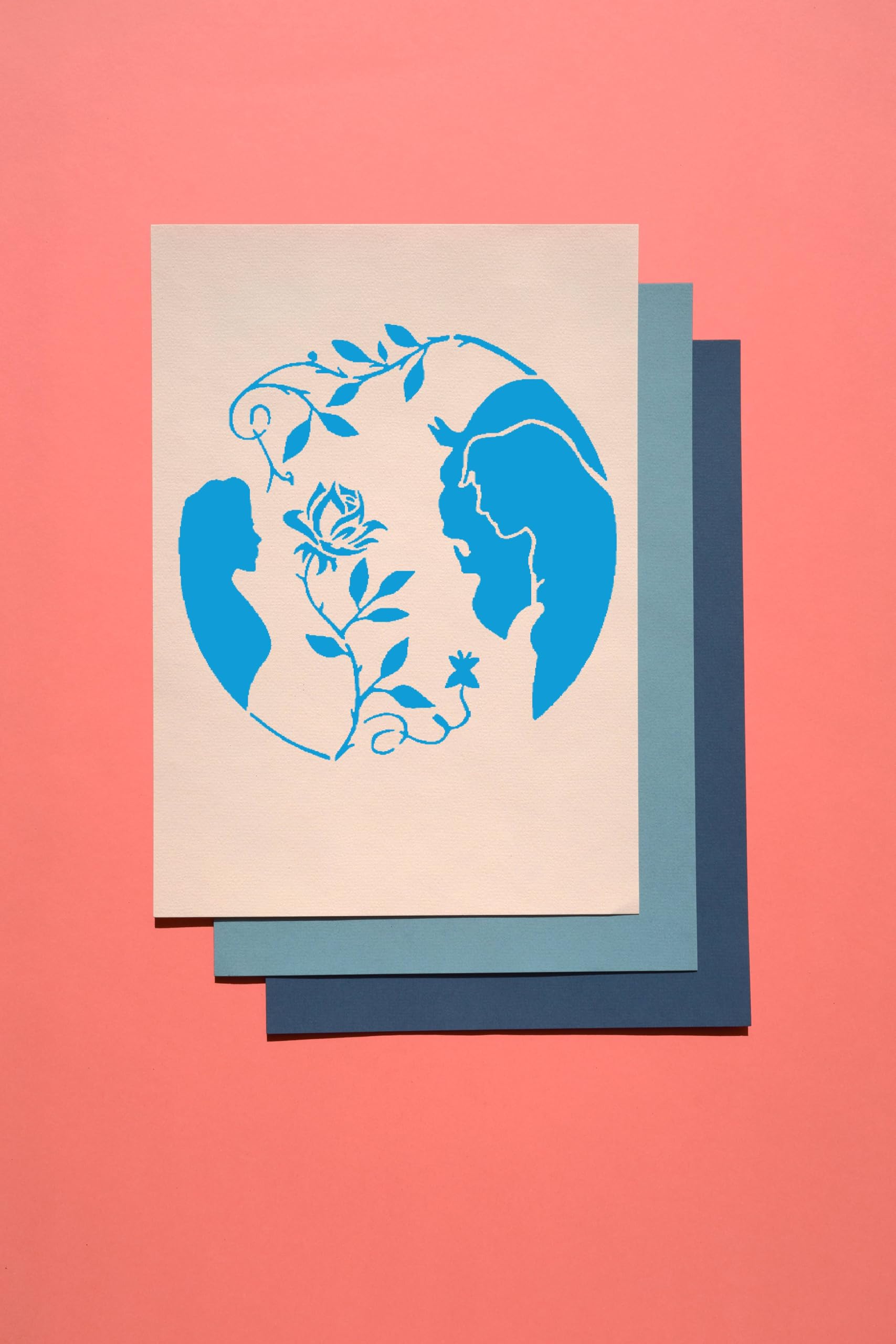 Princess Beauty & Beast Stencil, 8x8 Inch, Reusable Plastic, Fairy Tale Crafting and Home Decor stencil photo 6