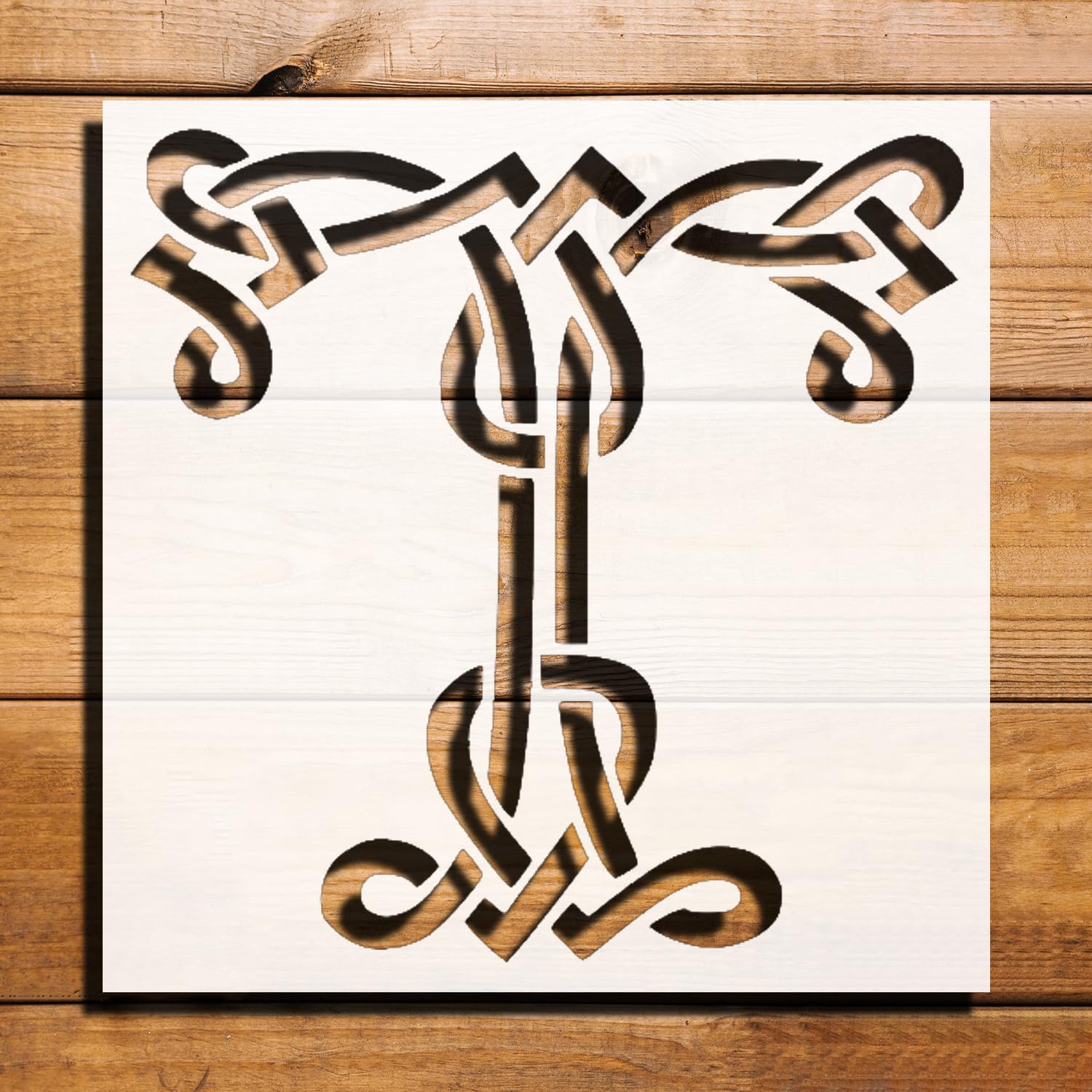 Celtic Initial T Stencil for Painting, Plastic Reusable 8x8 inch reusable Mylar wall painting stencil