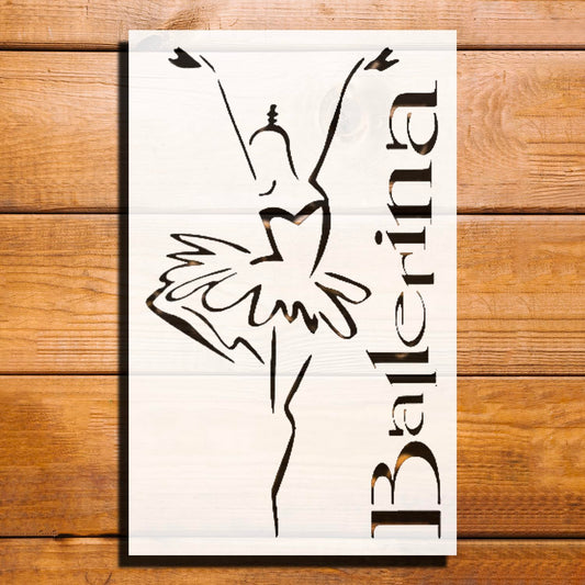 Ballerina Stencil for Paint, Plastic Reusable 8x5 inches for DIY Projects reusable Mylar wall painting stencil
