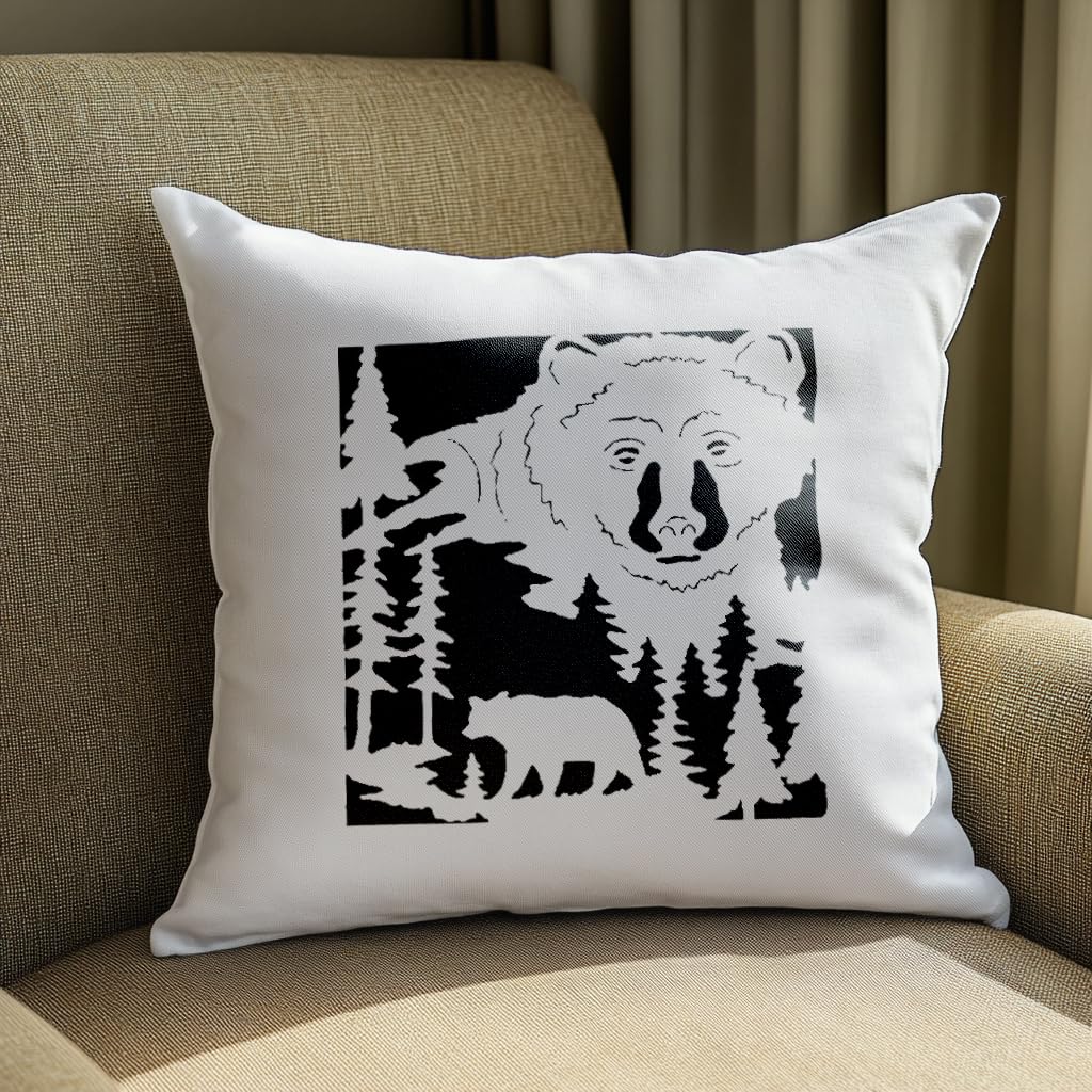 [20Pcs Set] Bear Face Forest Stencil for Painting on Walls, Wood, and Canvas, 8 x 8 Inch stencil photo 3