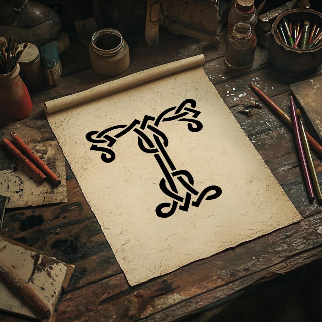 Celtic Initial T Stencil for Painting, Plastic Reusable 8x8 inch stencil photo 4