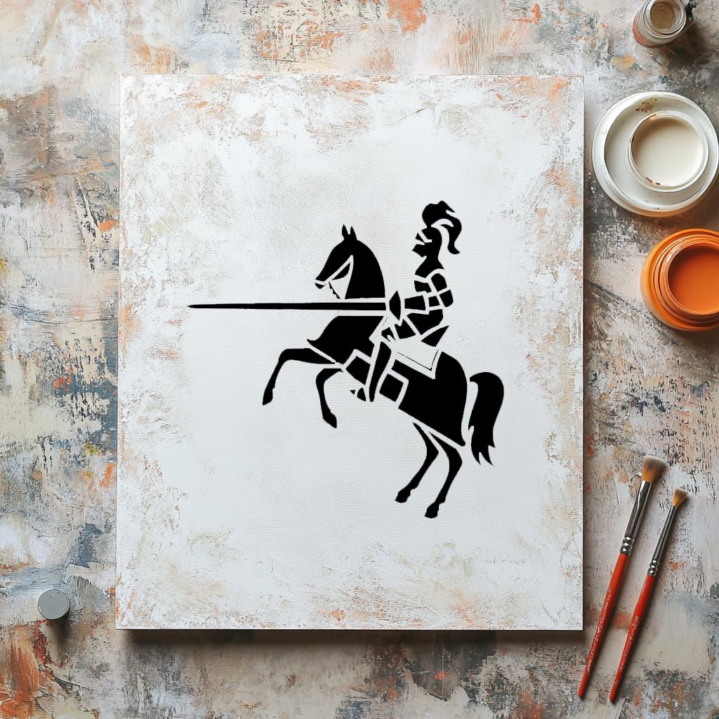 Stencil Brave Knight, Plastic Reusable 5.5" L x 5.5" W Ideal for DIY Crafts, Scrapbooking stencil photo 5