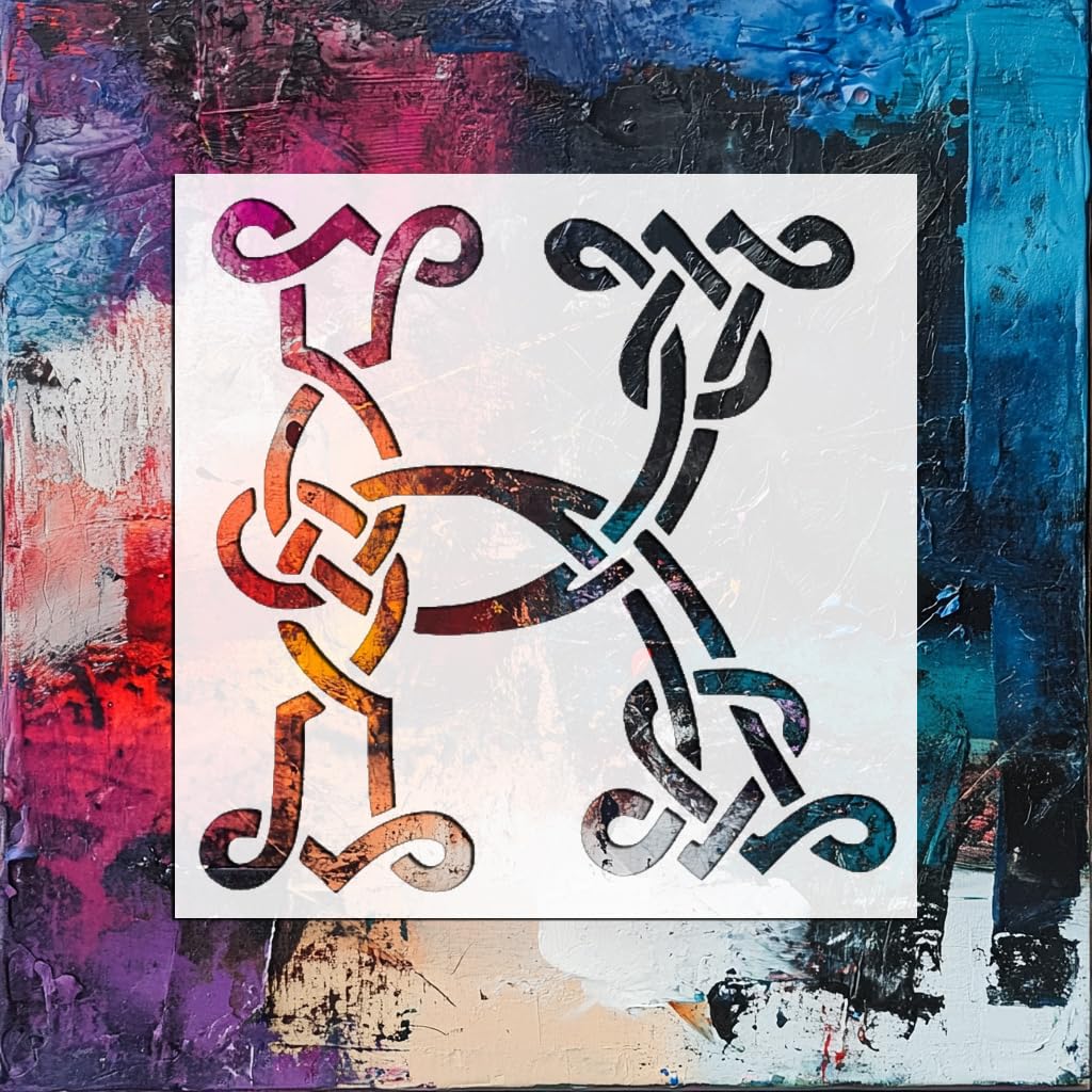 [20pcs Set] Celtic Initial K Stencil for Painting on Walls, Wood, and Canvas, 8 x 8 Inch stencil photo 6