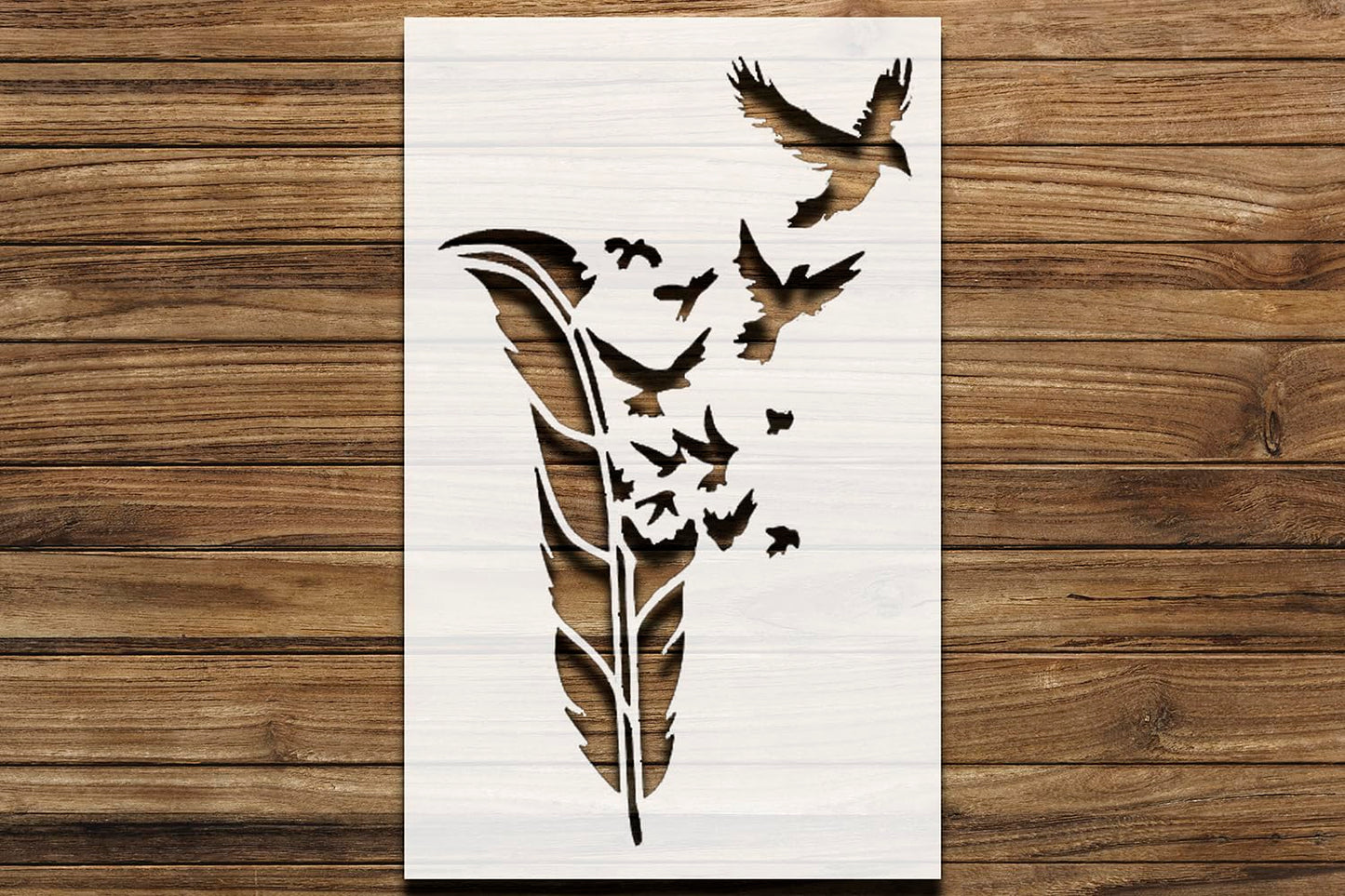 Birds Flying Feather Stencil for Painting, Plastic Reusable 8" x 5" – Ideal for DIY Crafts, Art reusable Mylar wall painting stencil