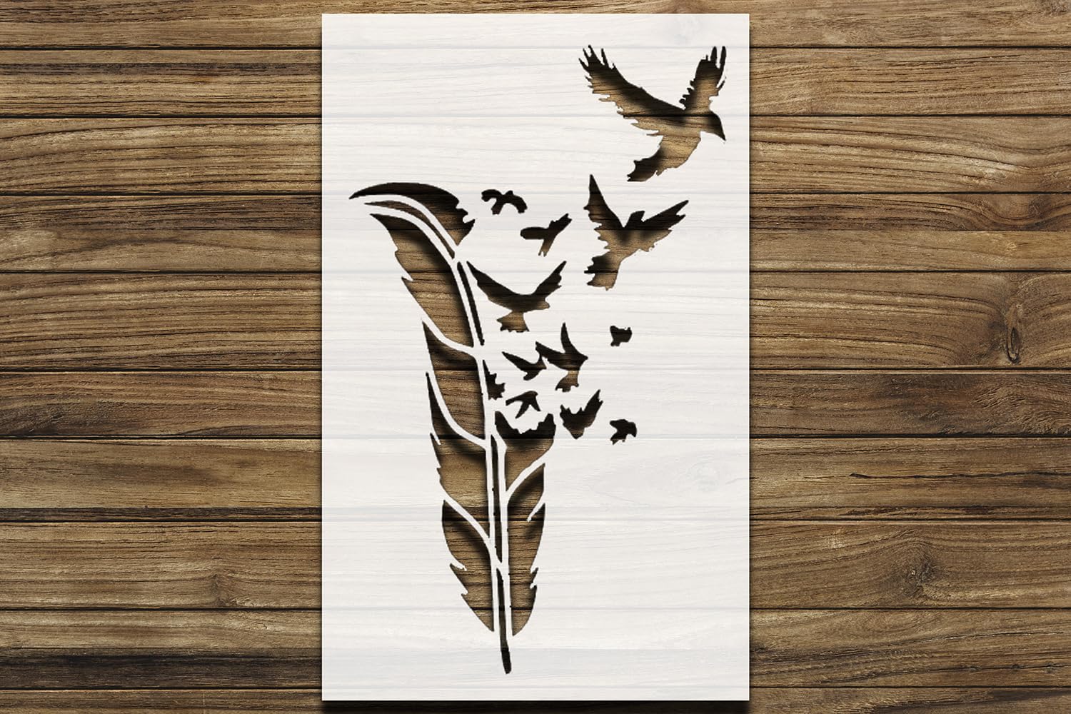 Birds Flying Feather Stencil for Painting, Plastic Reusable 8" x 5" – Ideal for DIY Crafts, Art reusable Mylar wall painting stencil
