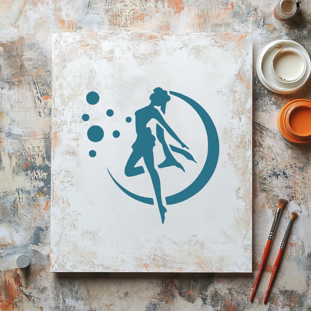Moon Girl Stencil for Paint - Reusable Plastic 5.5"x5.5" - Perfect for Crafts, Home Décor and DIY stencil photo 6
