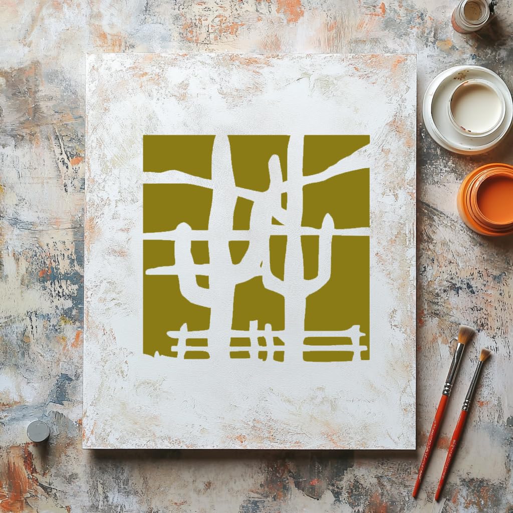 Cactus Fence Stencil for Painting - Reusable Plastic 5.5"x5.5" - Ideal for Crafts, Home Décor and stencil photo 5