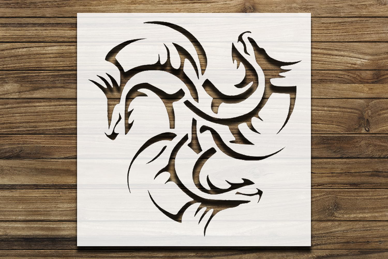 Abstract Dragon Design Stencil for Painting – Reusable Plastic, 5.5x5.5 Inch, Ideal for Crafts reusable Mylar wall painting stencil