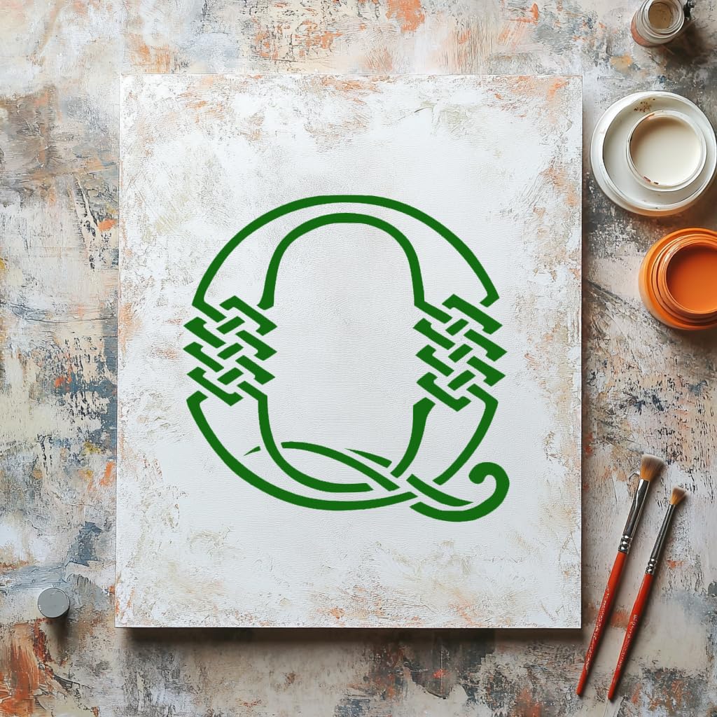 [20Pcs Set] Celtic Initial Q Stencil for Painting, Plastic Reusable 8" L x 8" W stencil photo 5